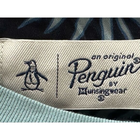 Penguin Men's Blue Graphic Print T-Shirt L Floral Pocket Crew Neck - Picture 4 of 6